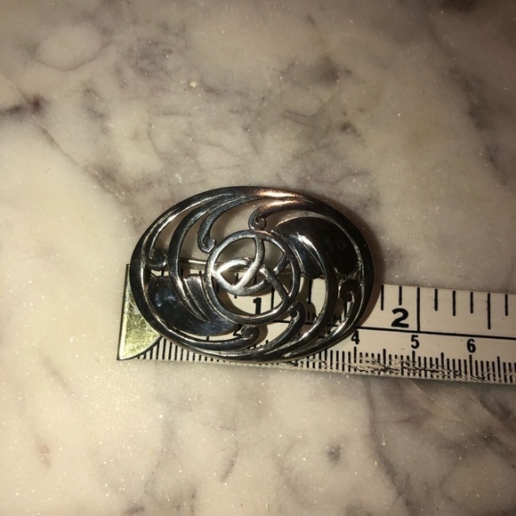VTG Sterling Silver Charles Rennie Mackintosh Style Celtic Rose Brooch 1.7” - Picture 5 of 6